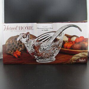 Godinger Crystal Clear Pheasant Gravy/Sauce Boat w/ box Holiday Hunting Parties